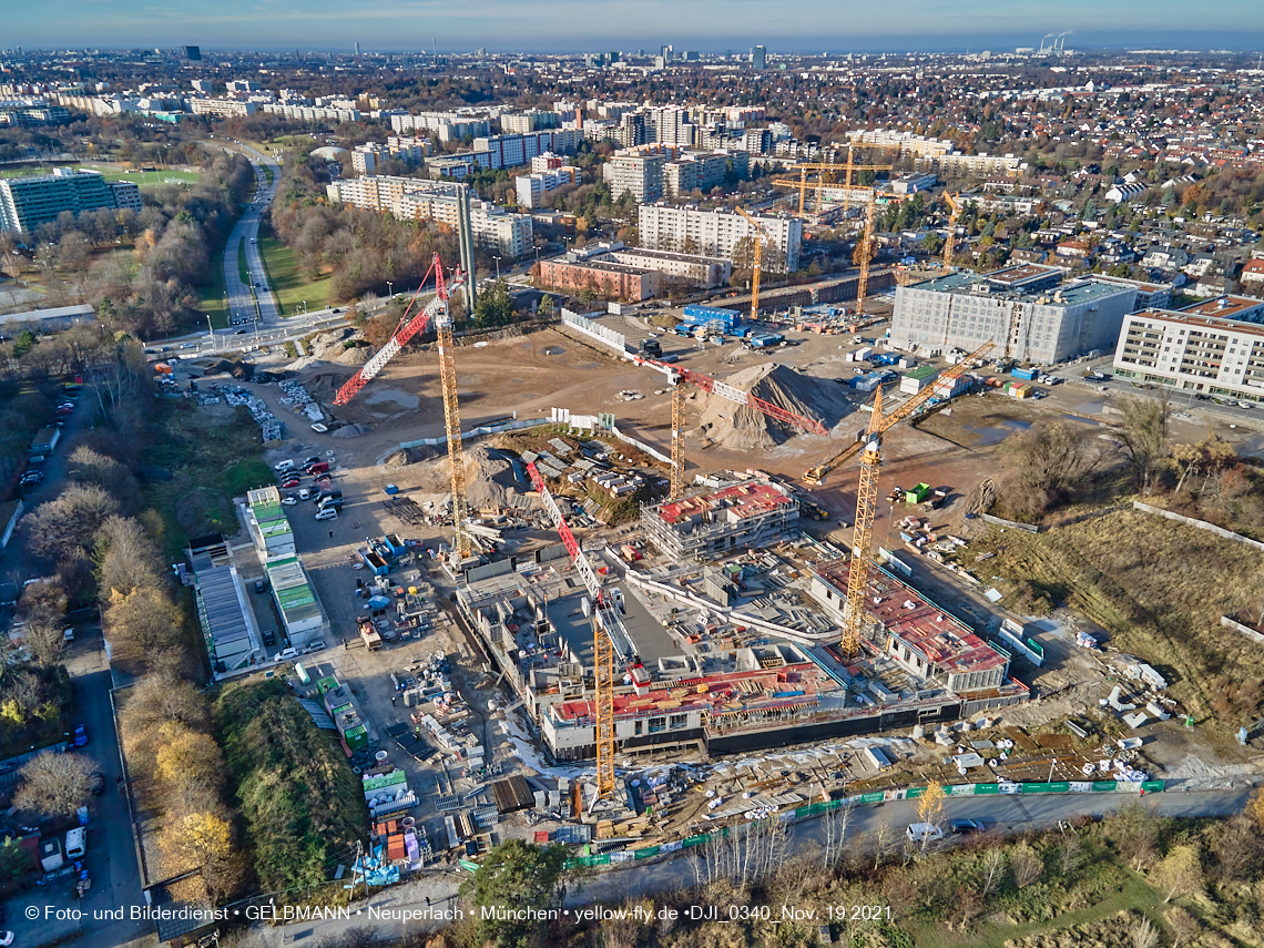 19.11.2021 - Luftbilder von der Baustelle Alexisquartier und Pandion Verde in Neuperlach